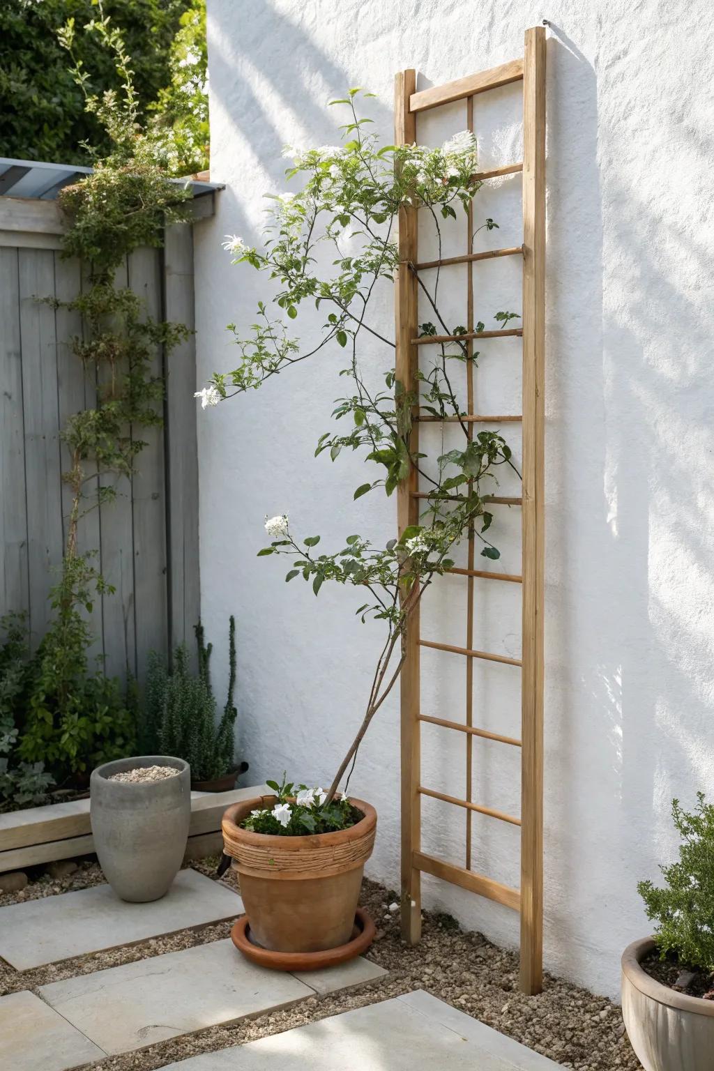 A slim trellis adds instant privacy and height—without stealing precious space in a small garden.