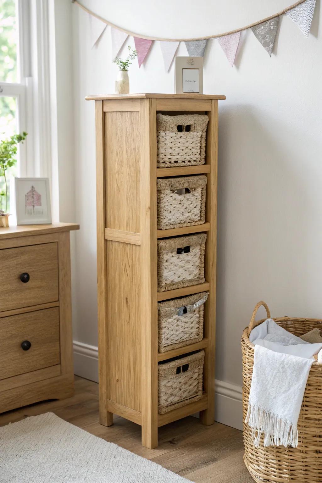 Two tall towers beat one wide dresser—more floor space, airy walkways, calm storage.