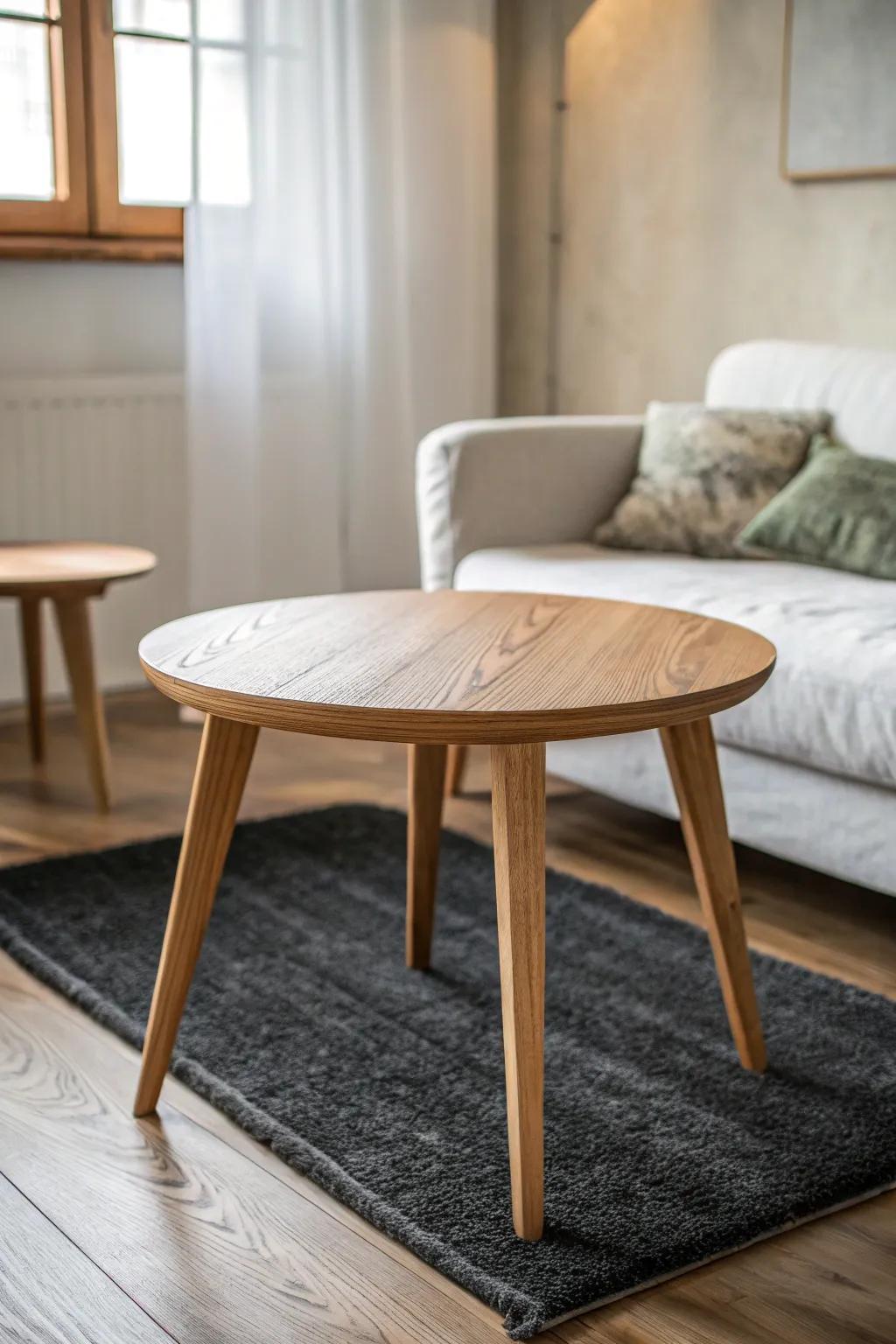 Round coffee table = smoother flow in tight living rooms—no sharp corners, more breathing room.