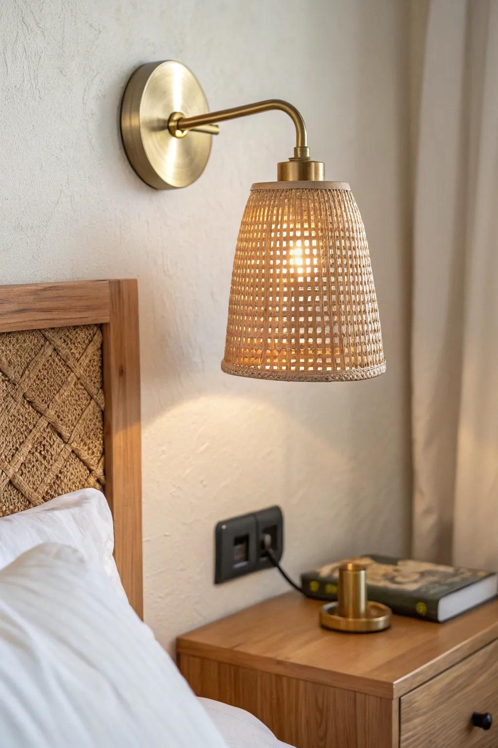 Swap bedside lamps for a chic wall sconce—free up nightstand space and feel instantly tidy.