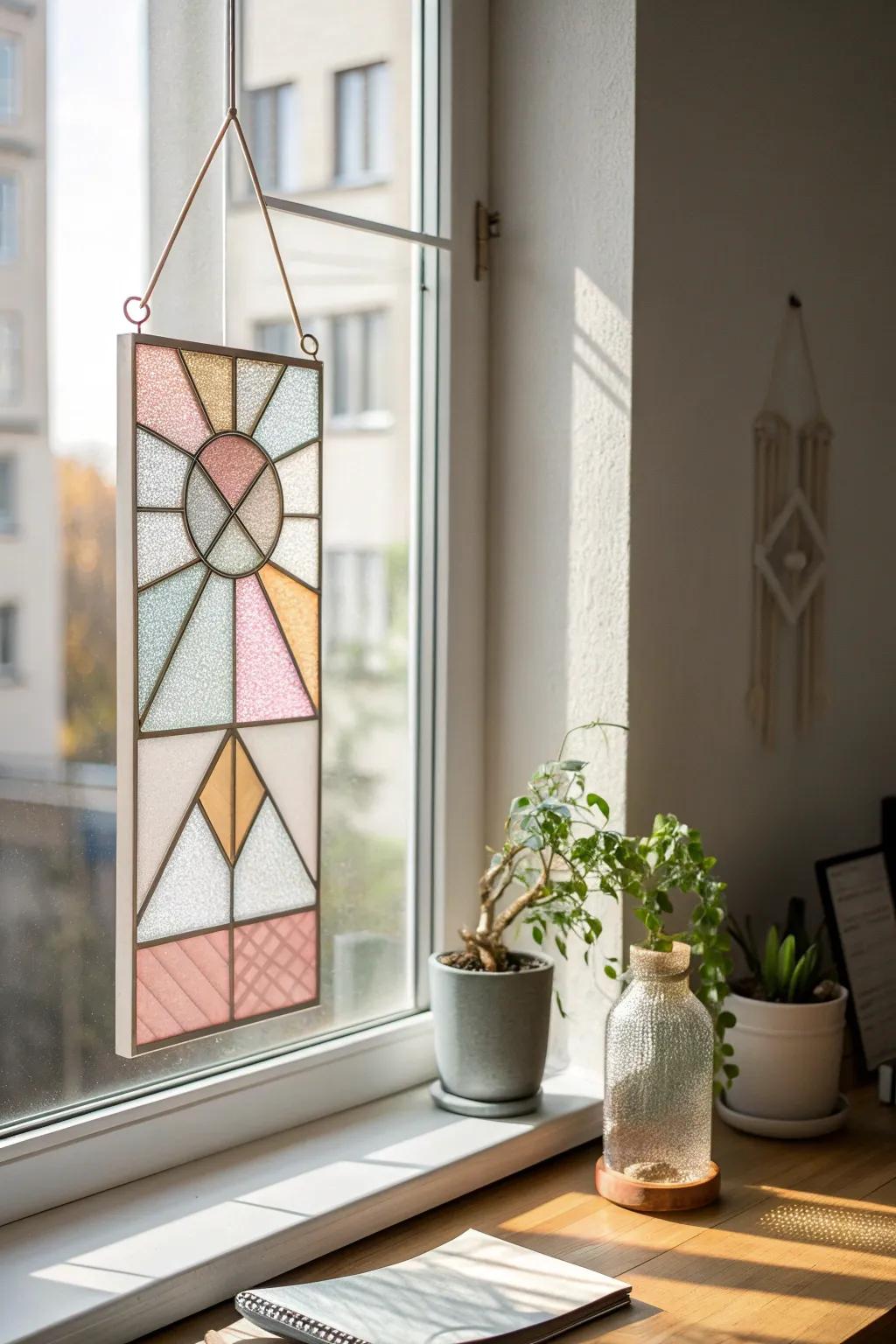 Brighten your workspace with a touch of handmade elegance: Faux stained glass that captures creativity and light.