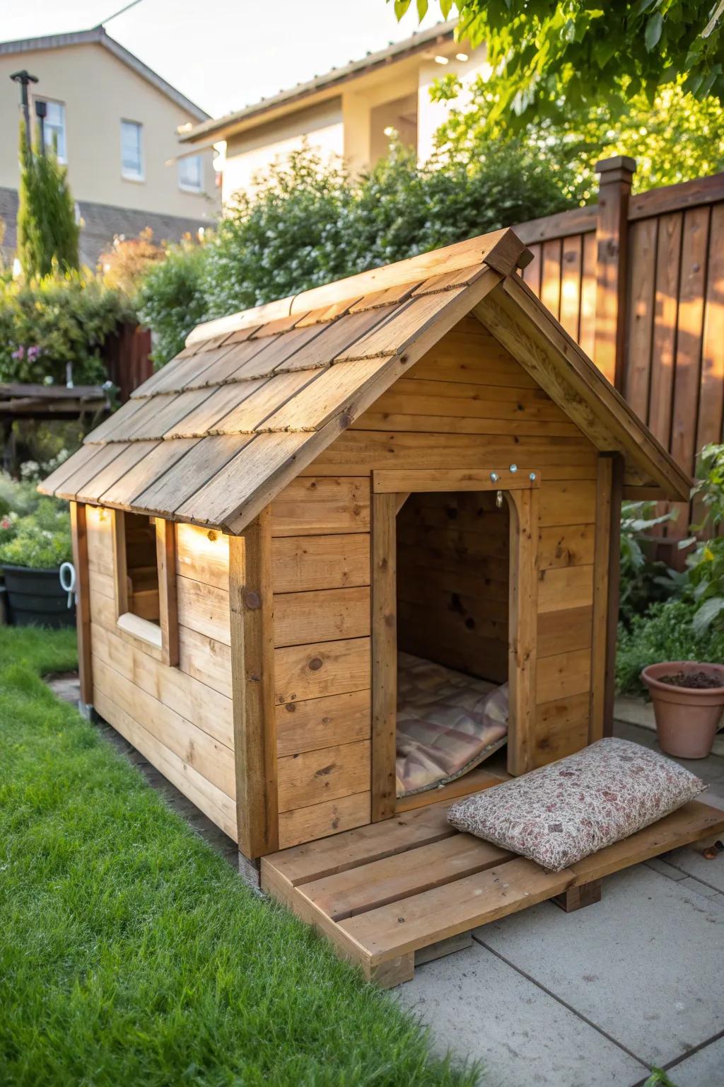 Craft a stylish retreat for your pup with decking offcuts—where comfort meets craftsmanship!