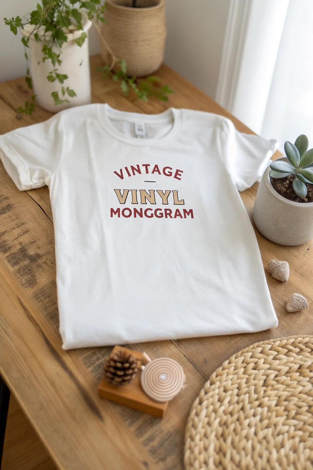 Embrace the charm of yesteryear with this vintage monogram tee. Perfect for those who cherish simplicity and nostalgia.