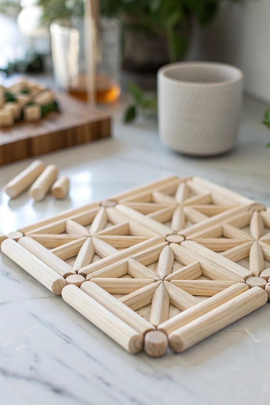 Elevate your kitchen with this charming dowel trivet—where simplicity meets style.