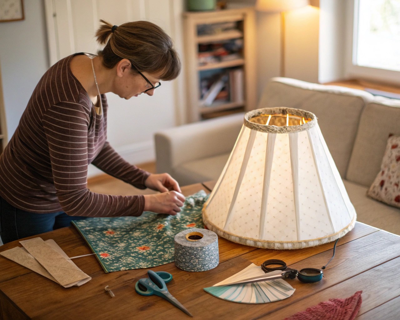 Follow simple steps to craft a unique fabric lampshade for your home.