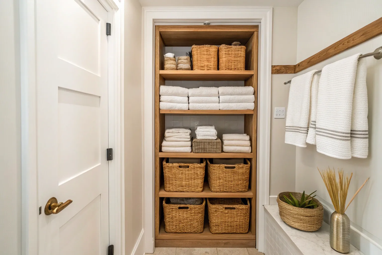 14+ Smart Hallway Linen Closet Ideas for Small Spaces
