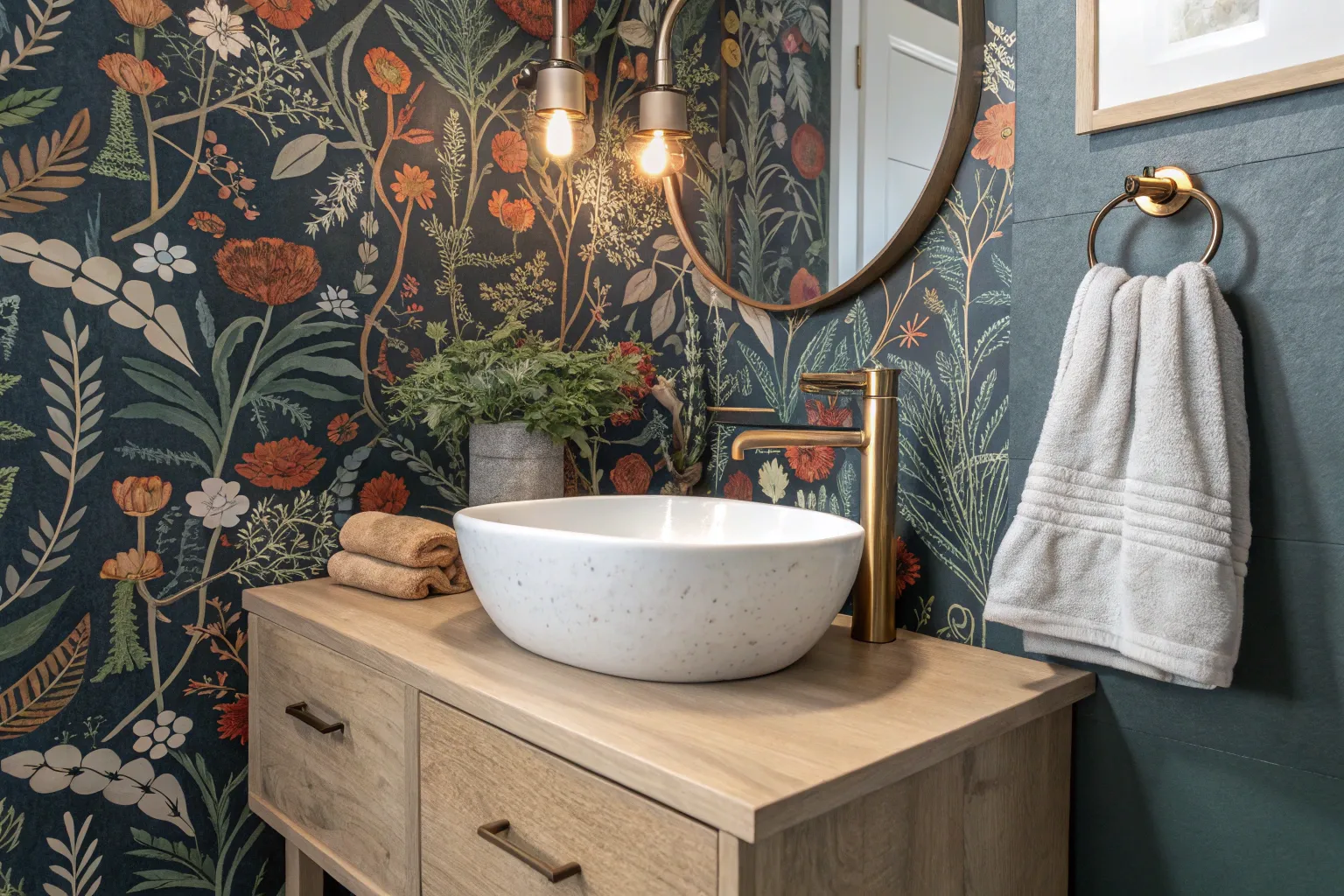 12+ Stylish Small Bathroom Wallpaper Ideas